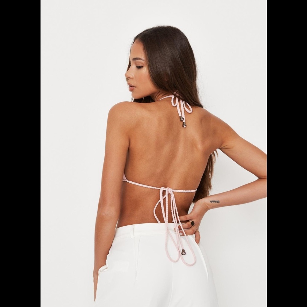 Braided tie wrap detail bralette ( PINK ) - Picture 2 of 4
